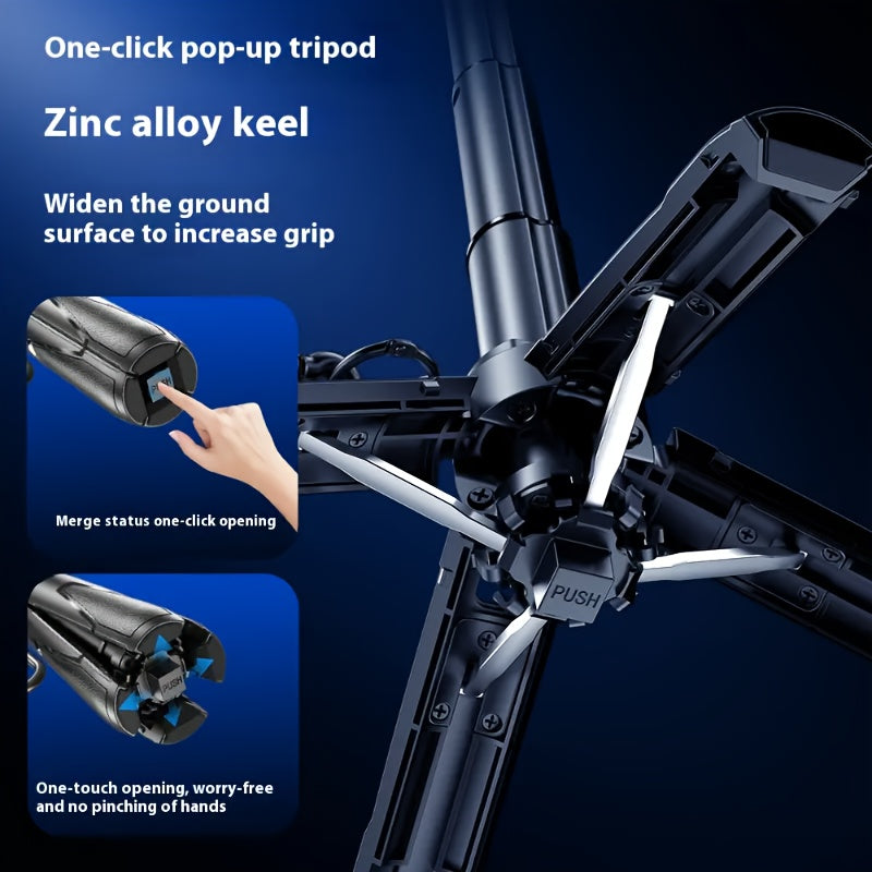 Extendable Selfie Stick With Wireless Remote Quadpod Tripod