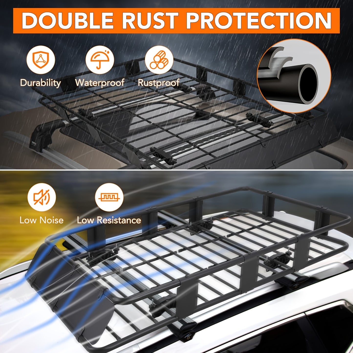 Rooftop Cargo Basket Universal Steel Roof Rack Carrier SUV