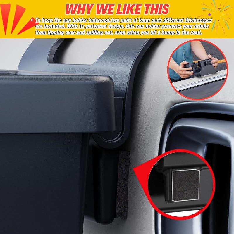 Hanging Car Cup Holder With Storage Tray And Coin Organizer
