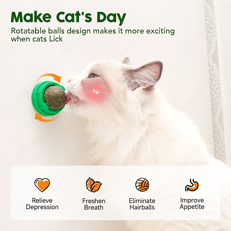 Cat Mint Grass Ball Chew Toy For Dental Care Wall Mounted