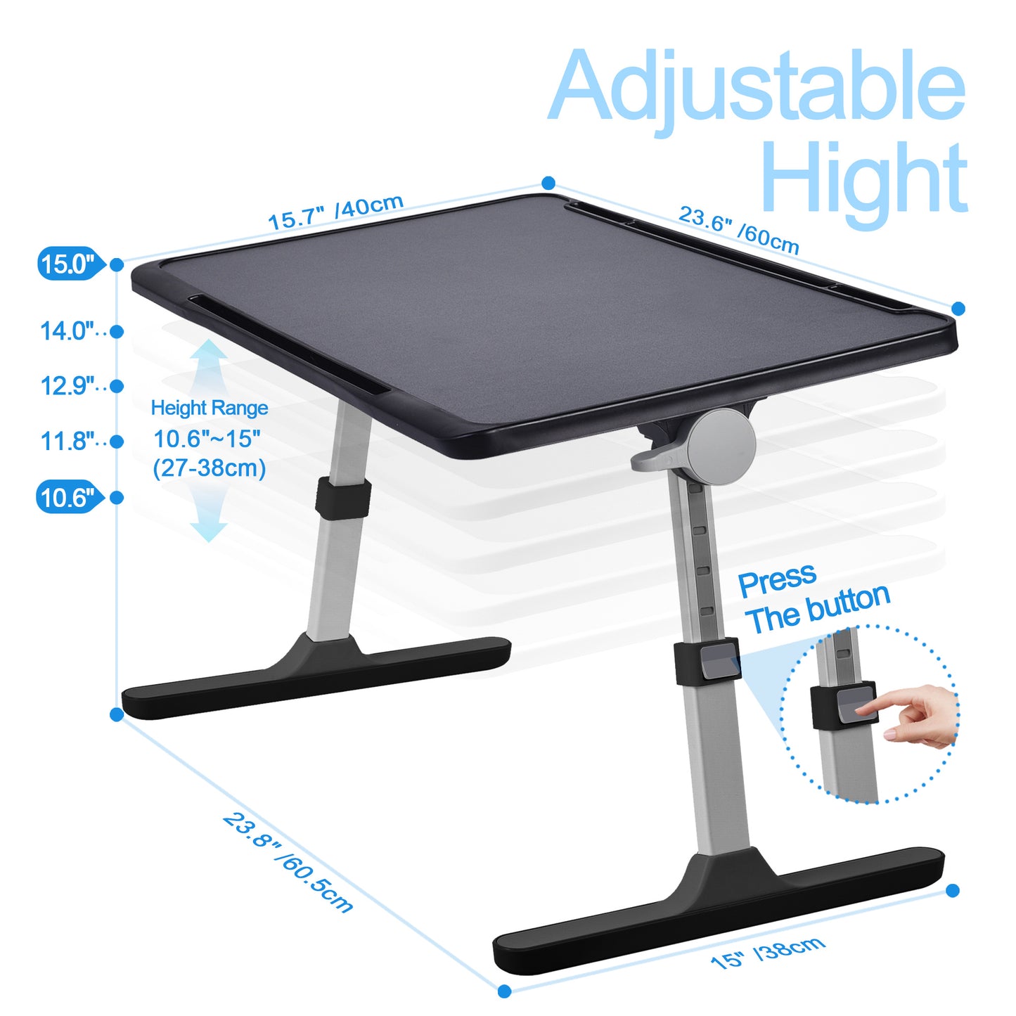 FWPP Adjustable Laptop Lap Desk Stand For Bed USB Light