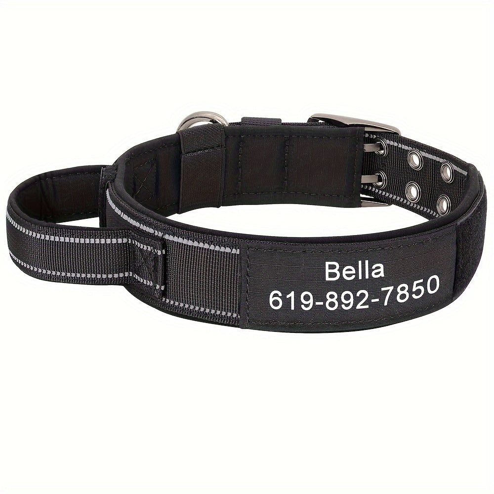 Customizable Nylon Dog Collar Engraved Name Metal Buckle