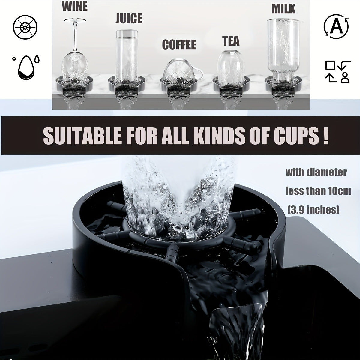 Stainless Steel High Pressure Cup Washer for Bar Counter