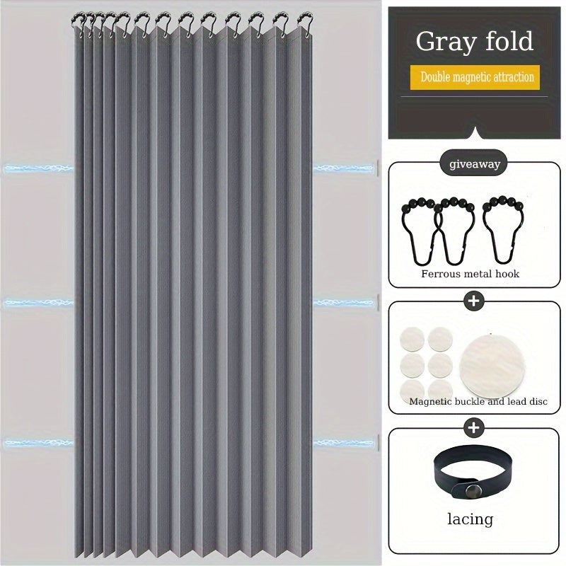 Thick Magnetic Foldable Shower Curtain with Modern Striped Design