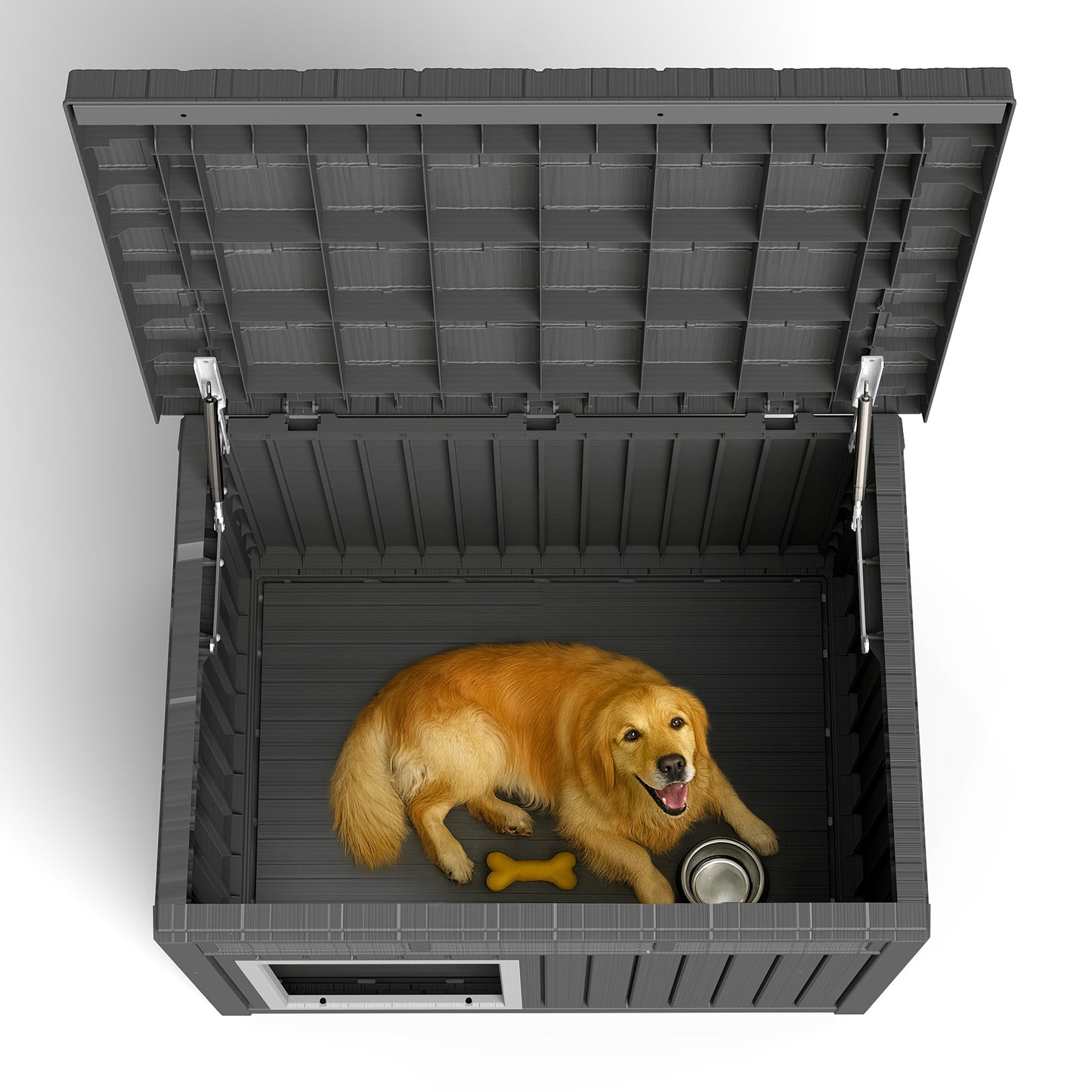 Heavy Duty Outdoor Dog Shelter With Slanted Roof Ventilated