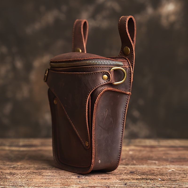 Genuine Leather Unisex Waist Pouch for Travel and Everyday Use
