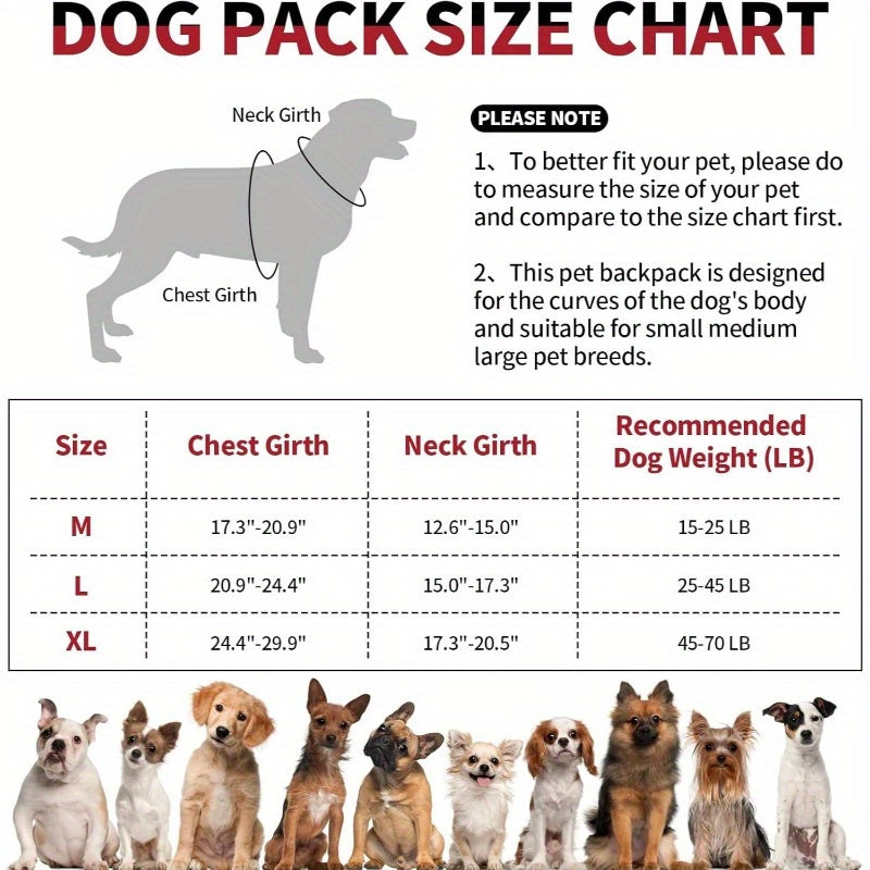 Dog Hiking Backpack for Medium and Large Breeds Adventure