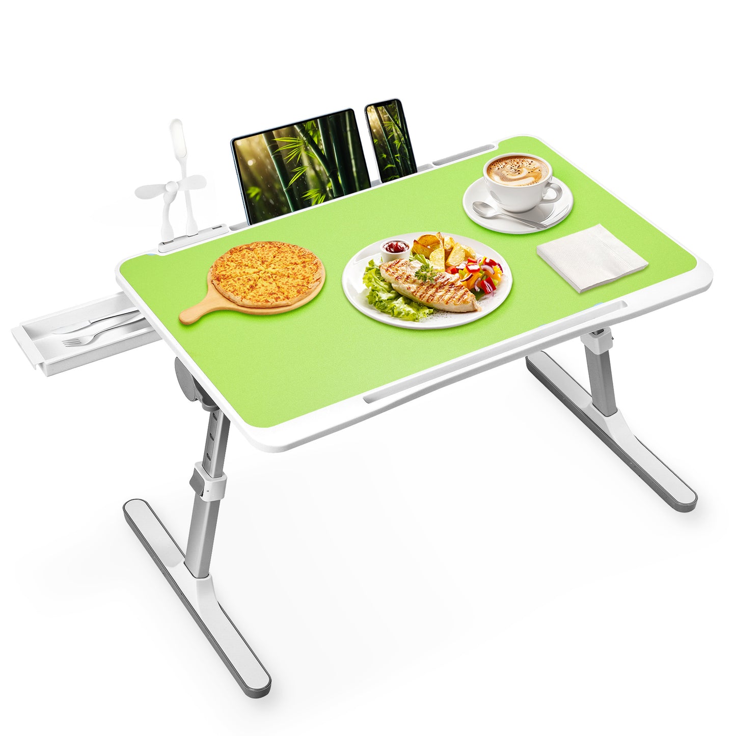 FWPP Adjustable Laptop Lap Desk Stand For Bed USB Light