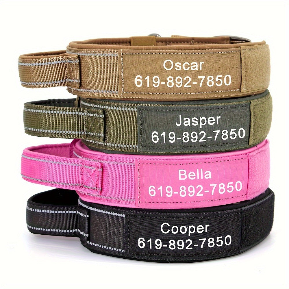 Customizable Nylon Dog Collar Engraved Name Metal Buckle