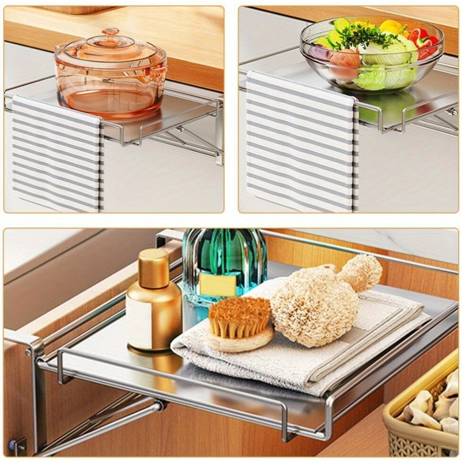 Stainless Steel Foldable Countertop Storage Rack Organizer