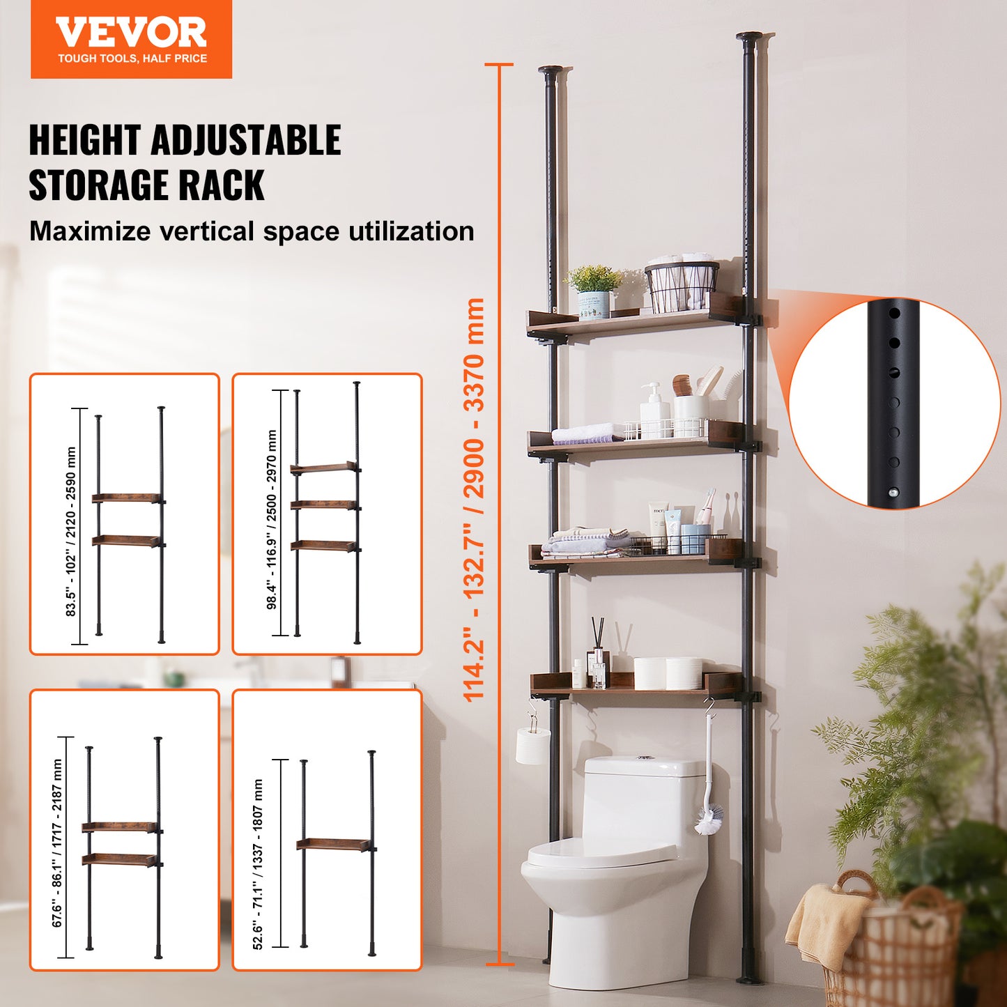 Over The Toilet 4 Tier Bathroom Storage Shelf Organizer