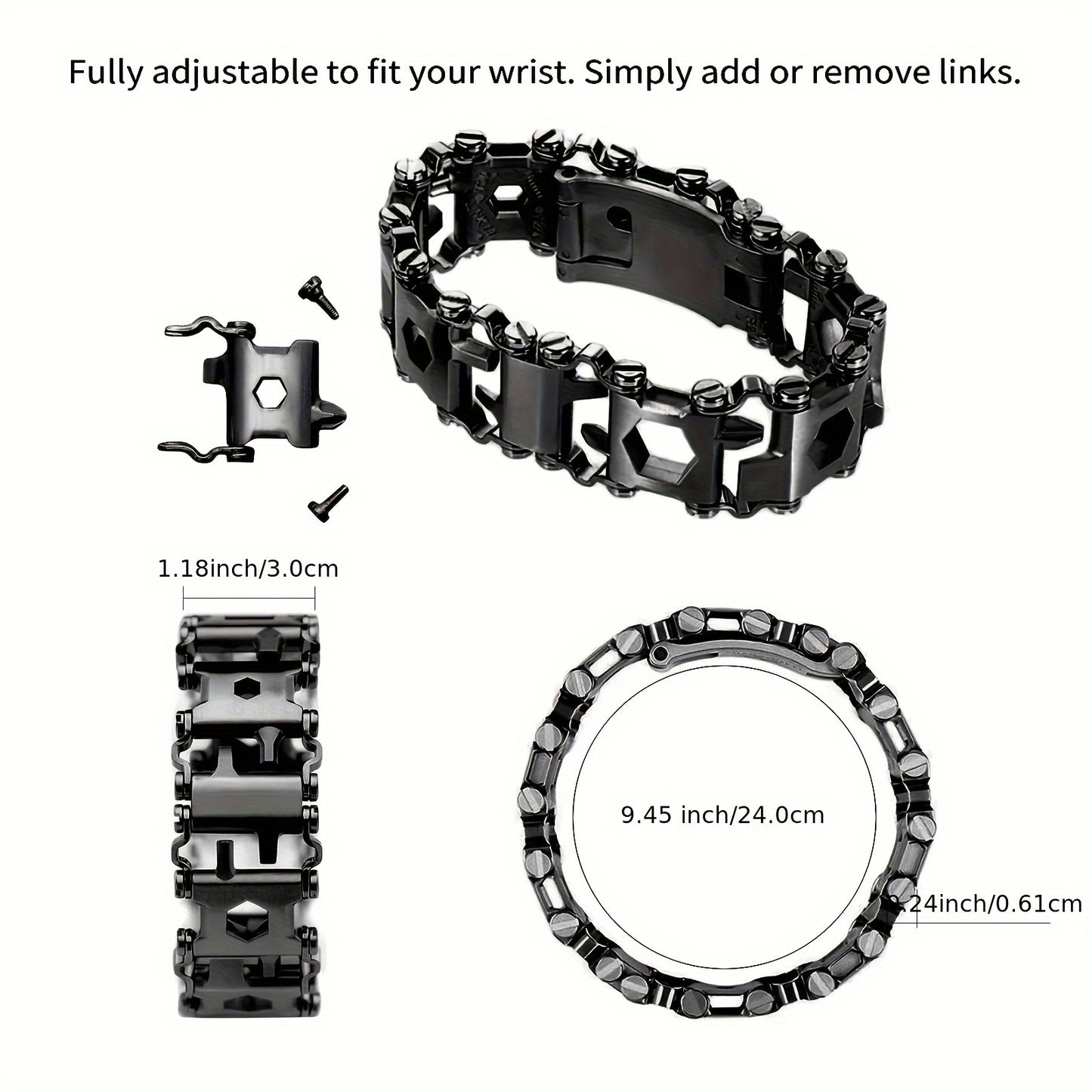 Men's 29-in-1 Multi-Functional Tool Bracelet for Outdoor Adventures