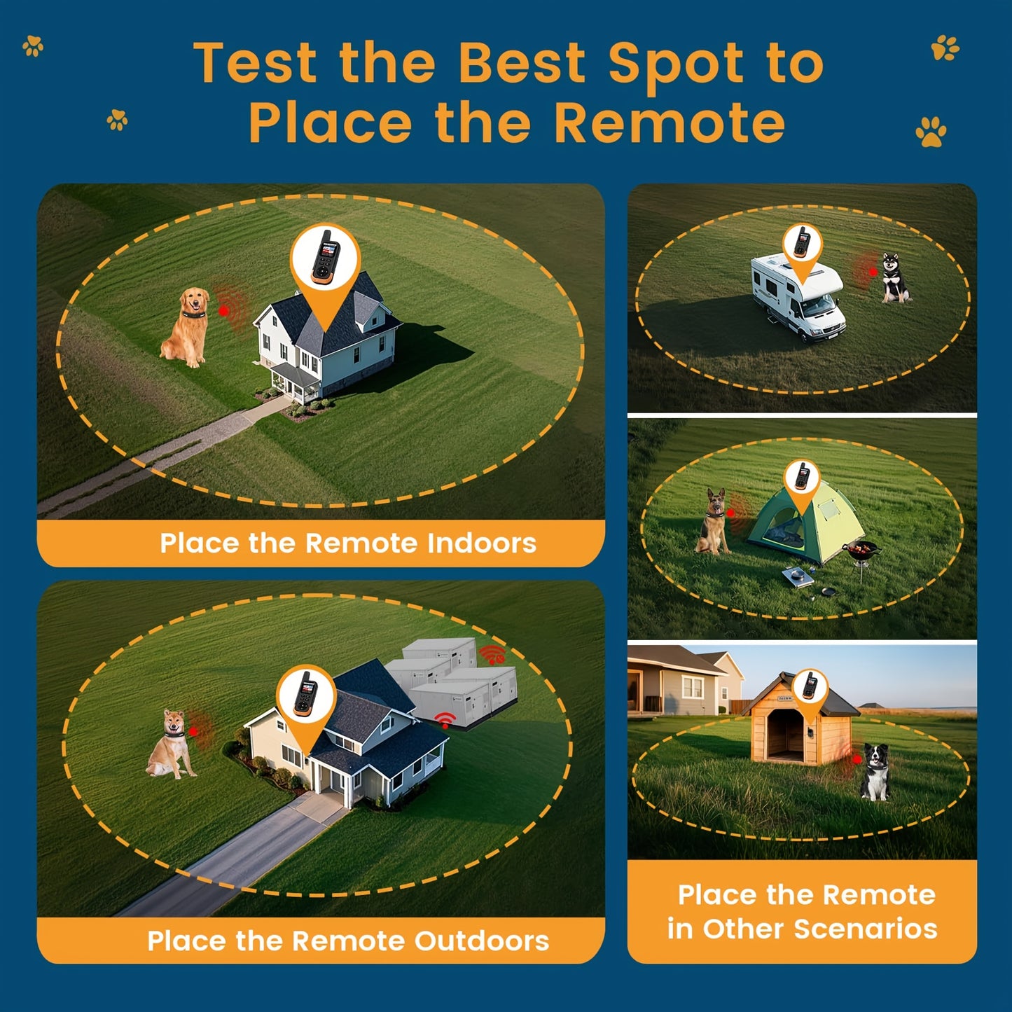 Wireless Dog Fence System With Remote And Adjustable Collar