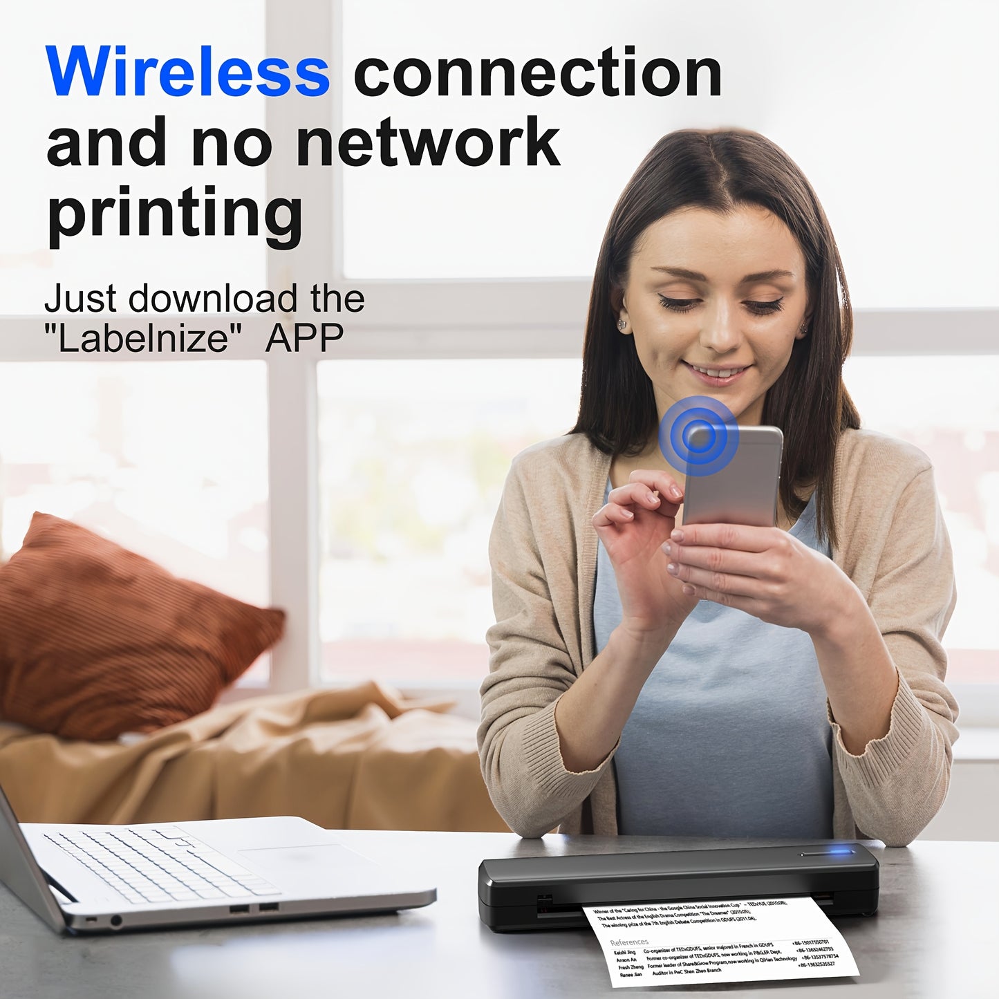Portable Inkless Thermal Printer For Wireless Mobile Print