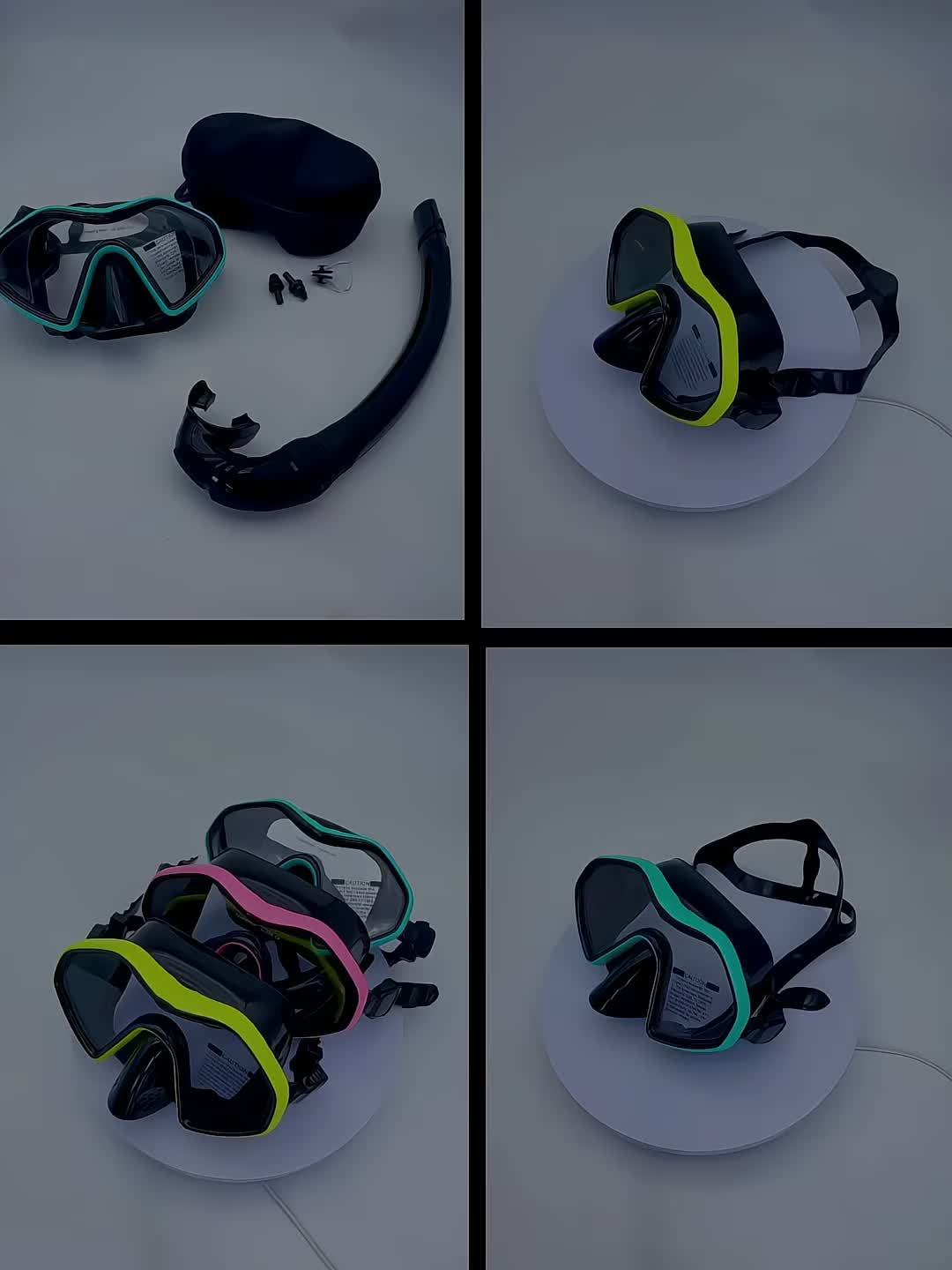 Anti Fog Waterproof Adult Snorkel Set Large View Glass Mask