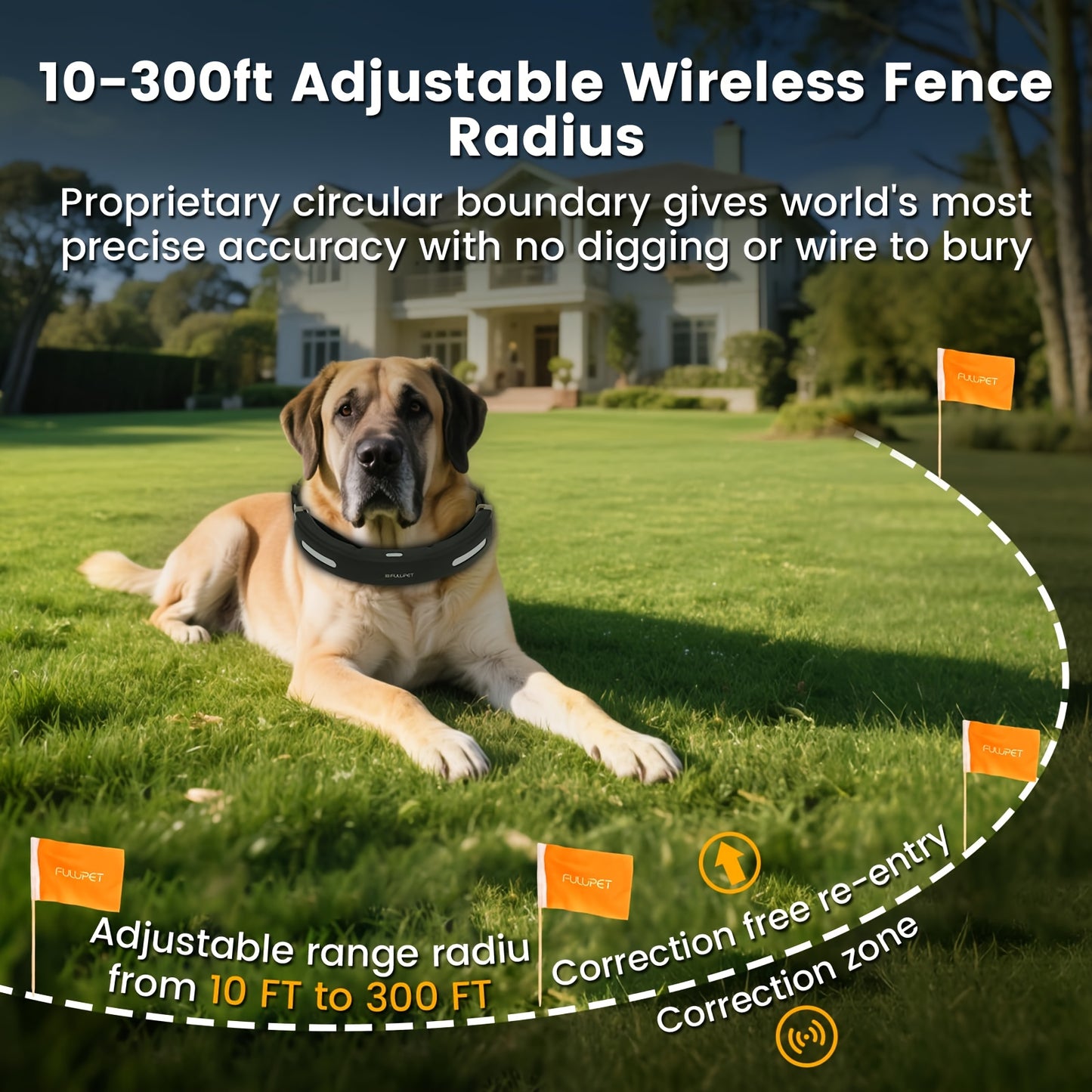 Wireless Dog Fence System With Remote And Adjustable Collar