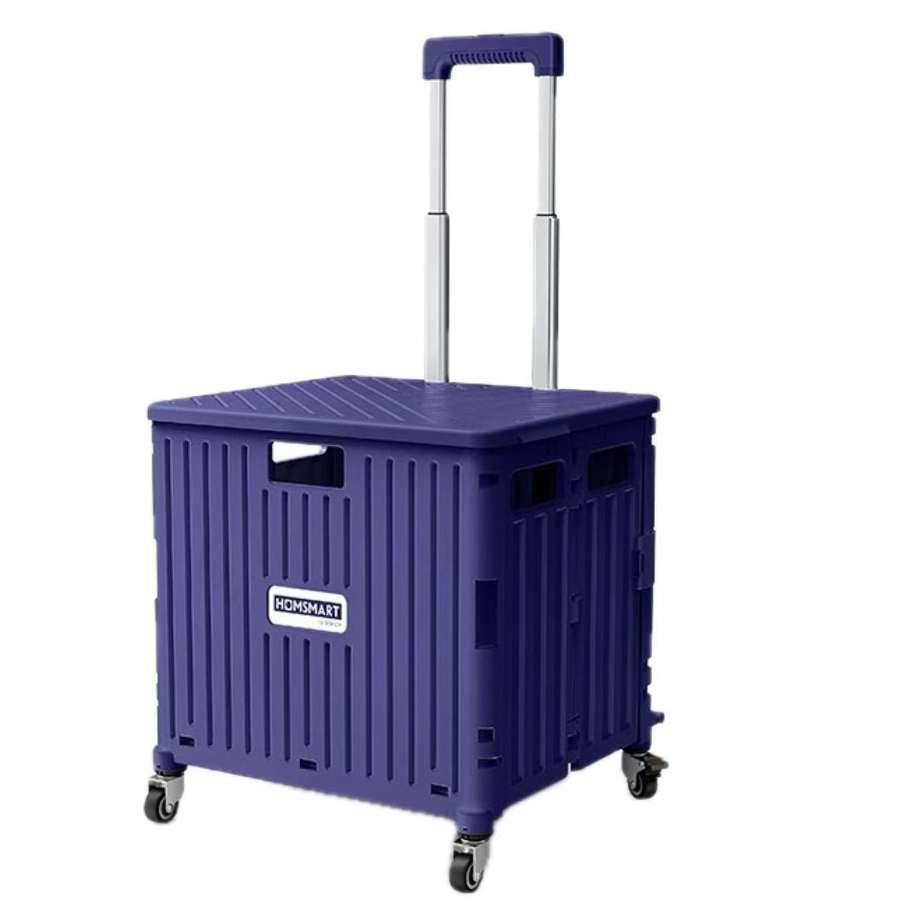 Foldable Rolling Cart With Telescopic Handle And Wheels