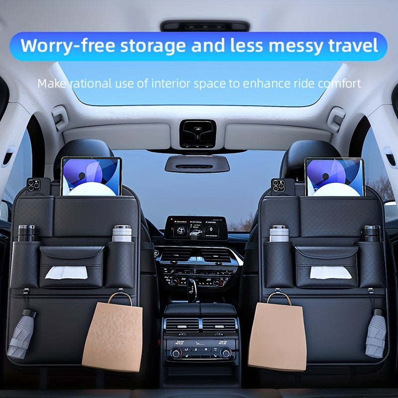 PU Leather Large Capacity Backrest Storage Bag Car Seat Organizer