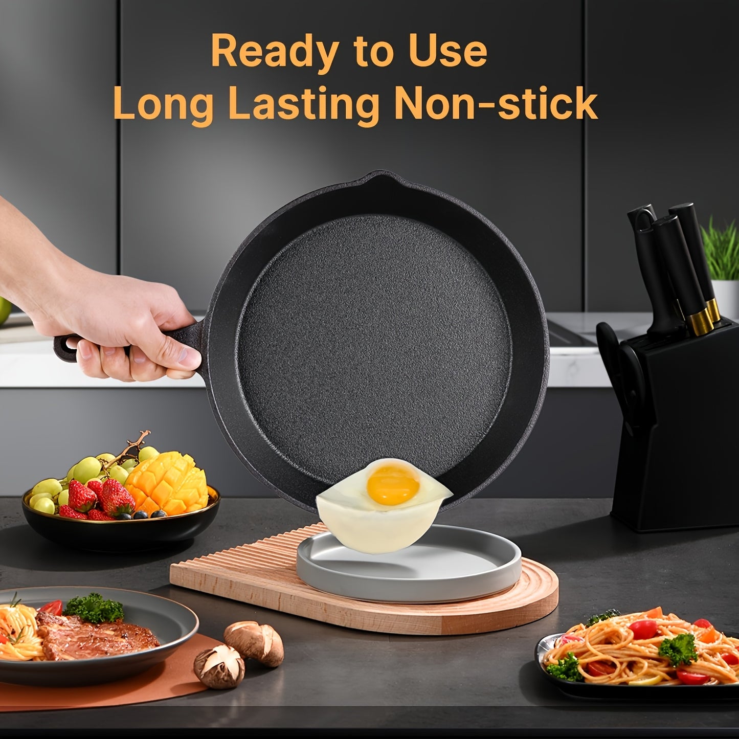 Three Piece Cast Iron Frying Pan Set For Professional Chefs