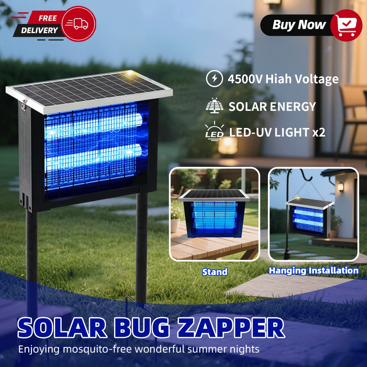 Solar Bug Zapper USB Charging Dual Mode Pest Control