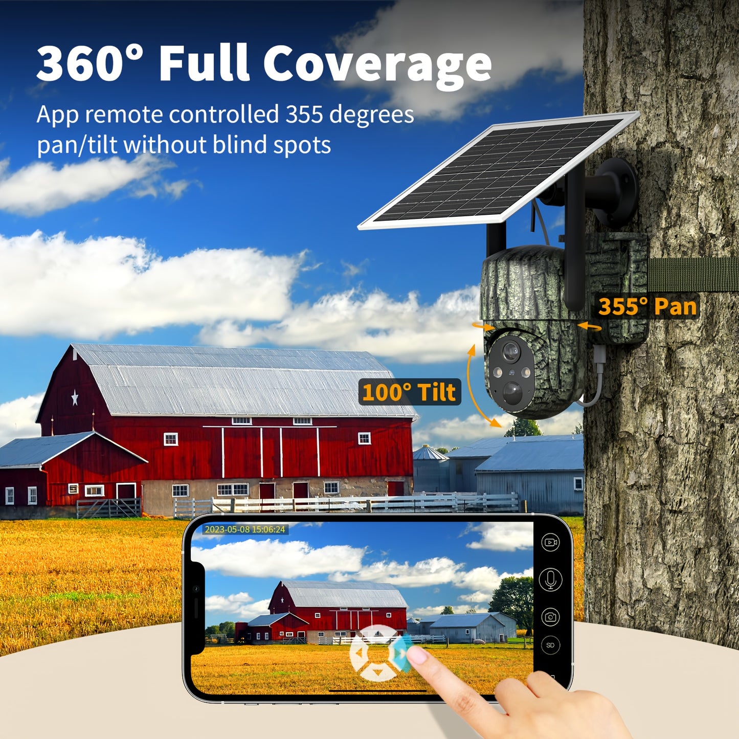Solar Security Camera 2K Live View Night Vision Alerts