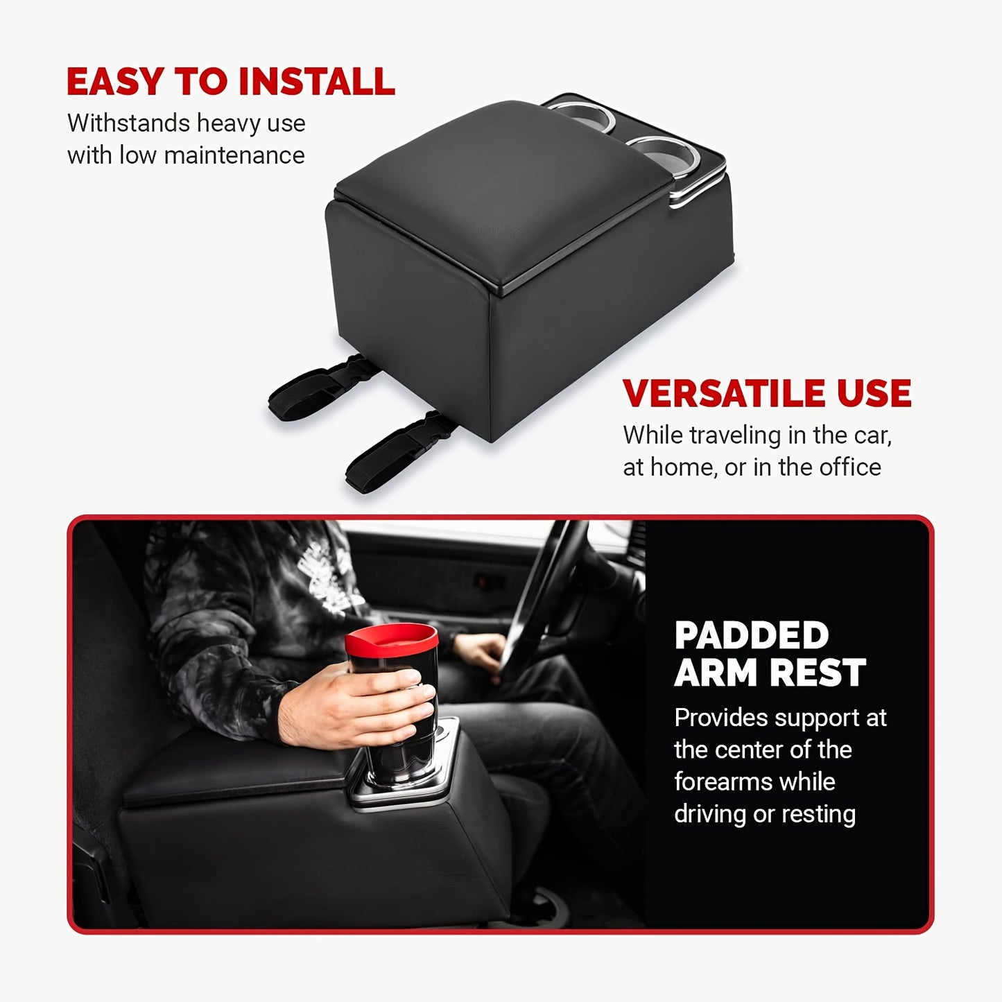Center Console Organizer With Cup Holders And Storage