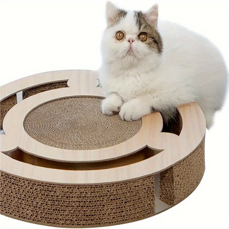 Interactive Cardboard Cat Scratching Toy With Ball Run