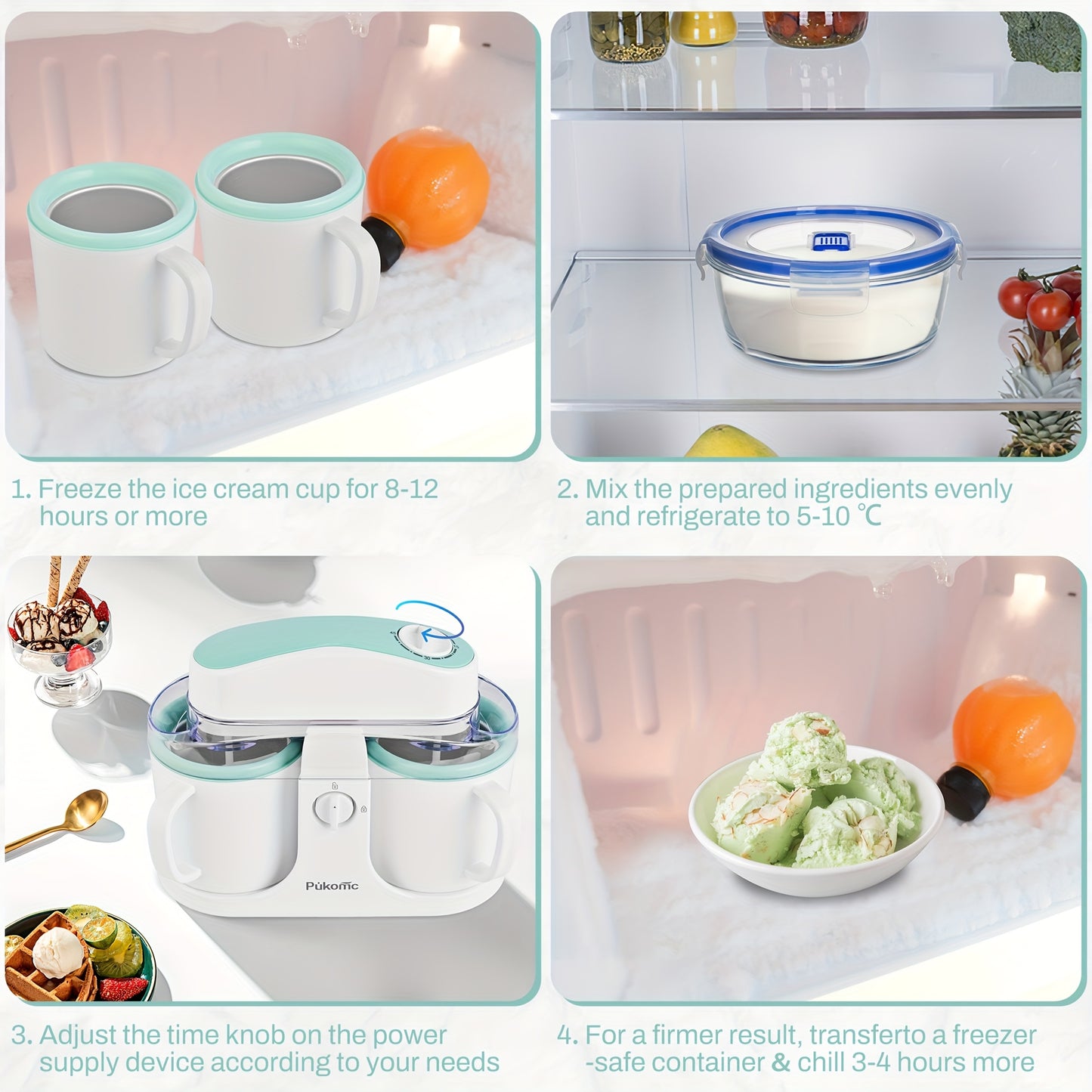 Home Ice Cream Maker Detachable Design For Easy Cleaning