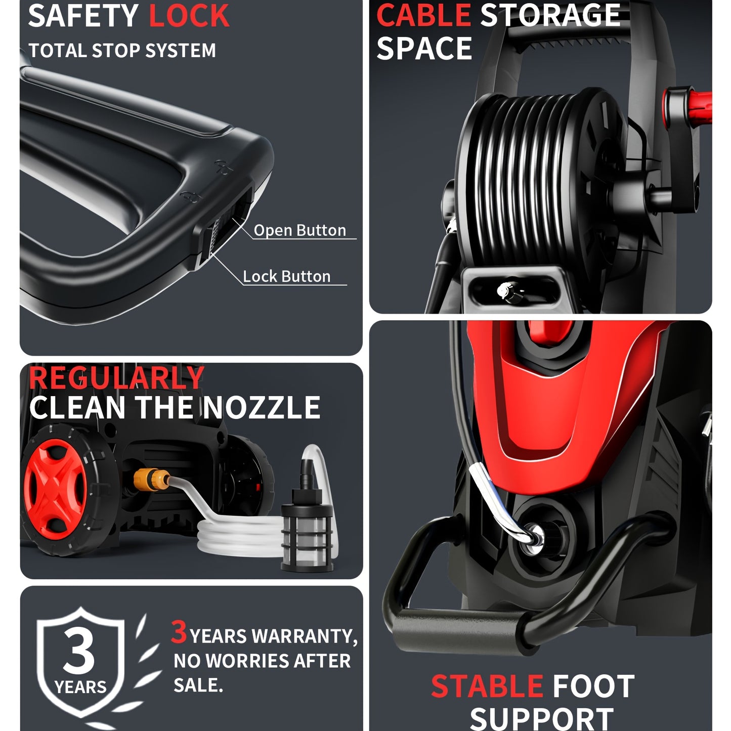 Electric High Pressure Washer 4800 PSI 3.2 GPM With Nozzles