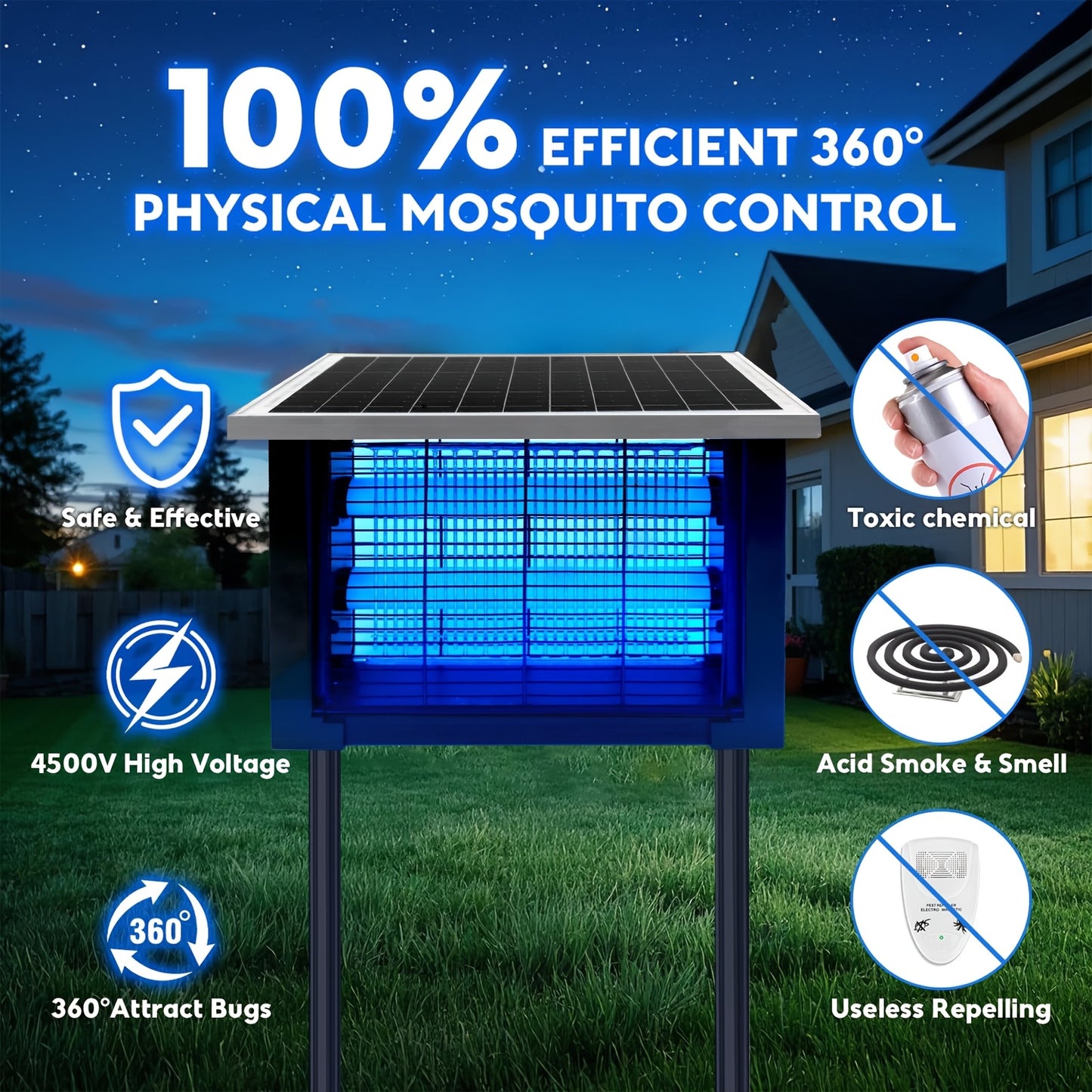 Solar Bug Zapper USB Charging Dual Mode Pest Control