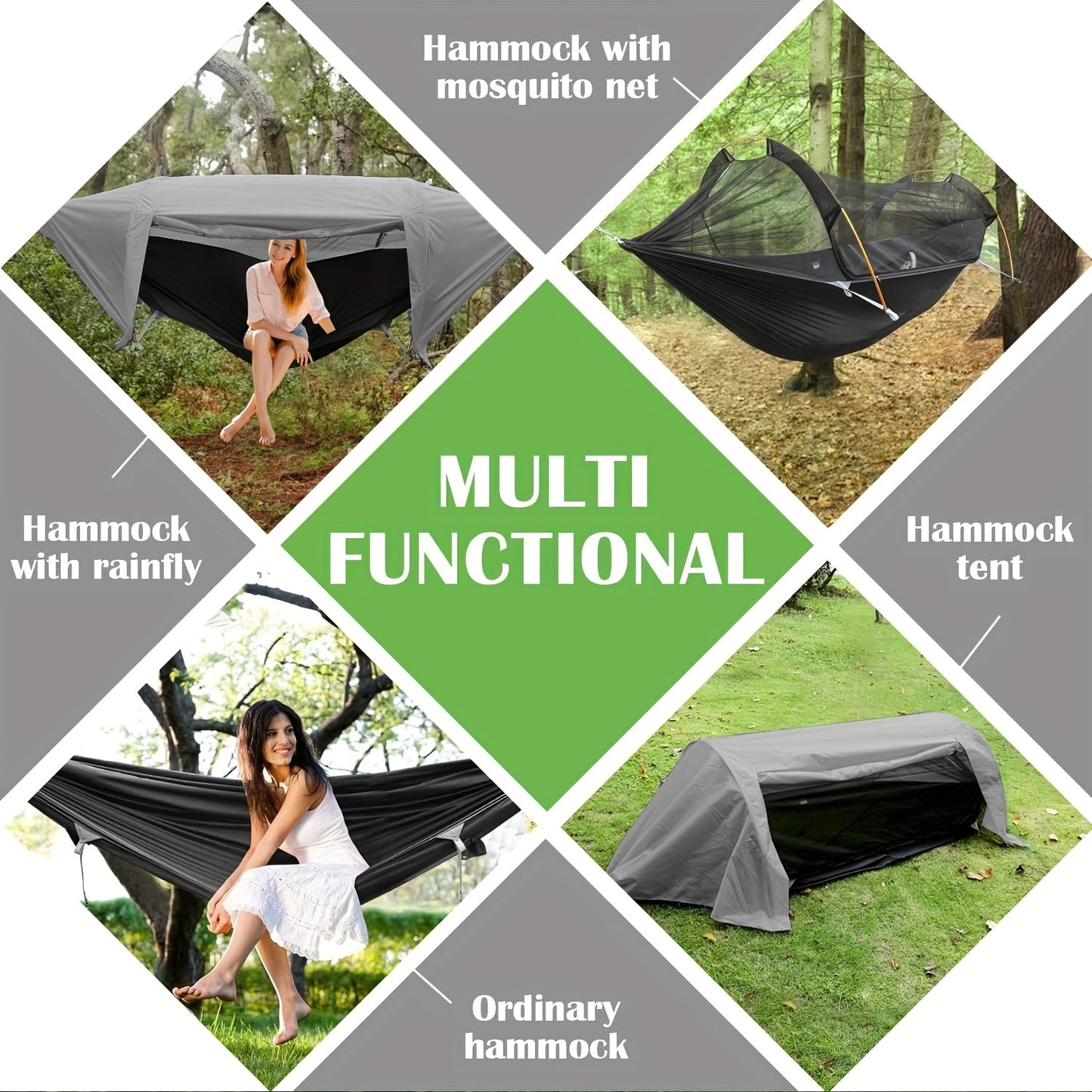 3 in 1 Camping Hammock with Mosquito Net and Rain Cover