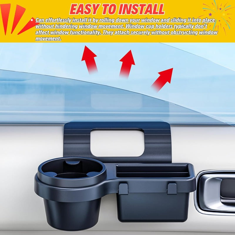 Hanging Car Cup Holder With Storage Tray And Coin Organizer