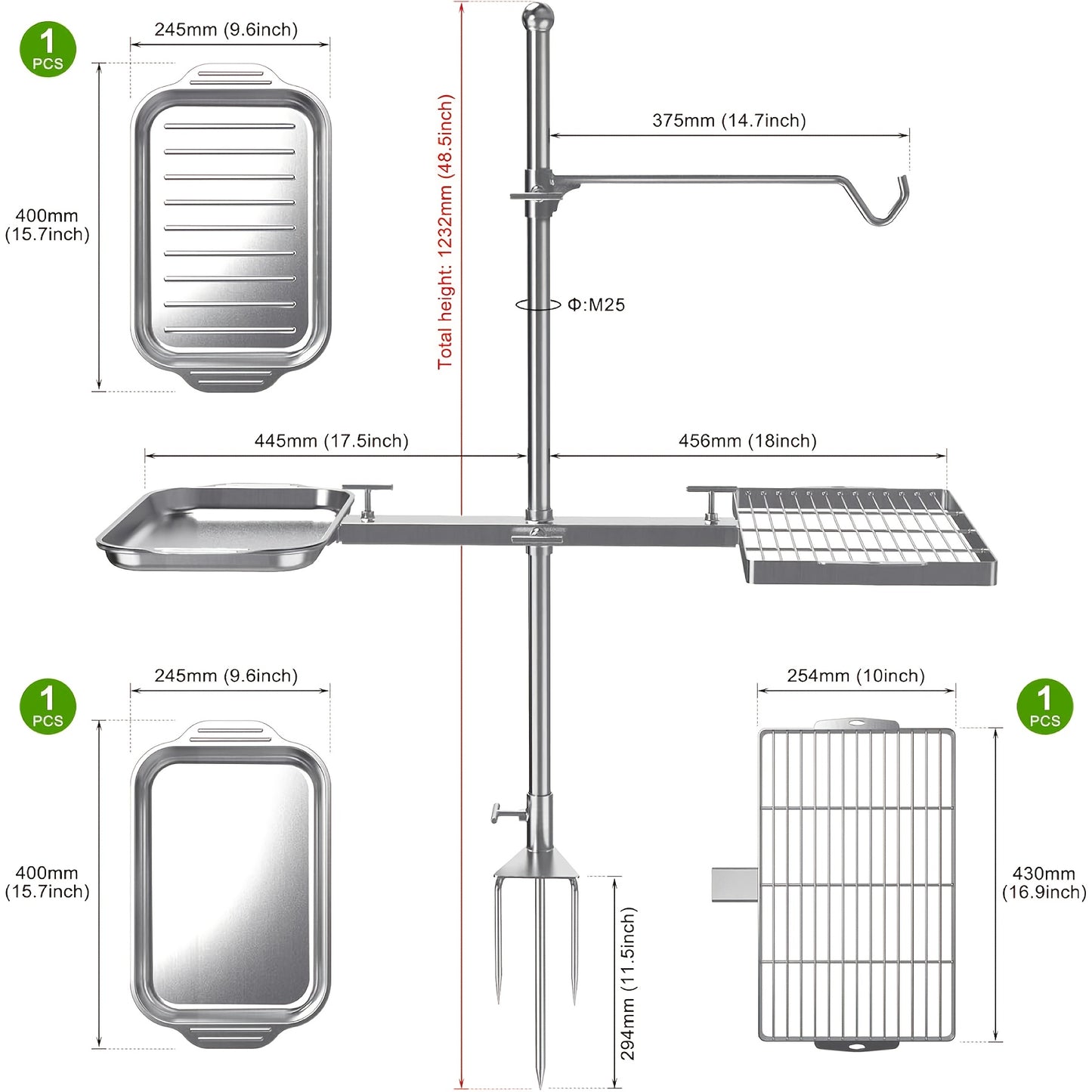 SELEWARE Adjustable Swivel Campfire Grill for Outdoor Cooking