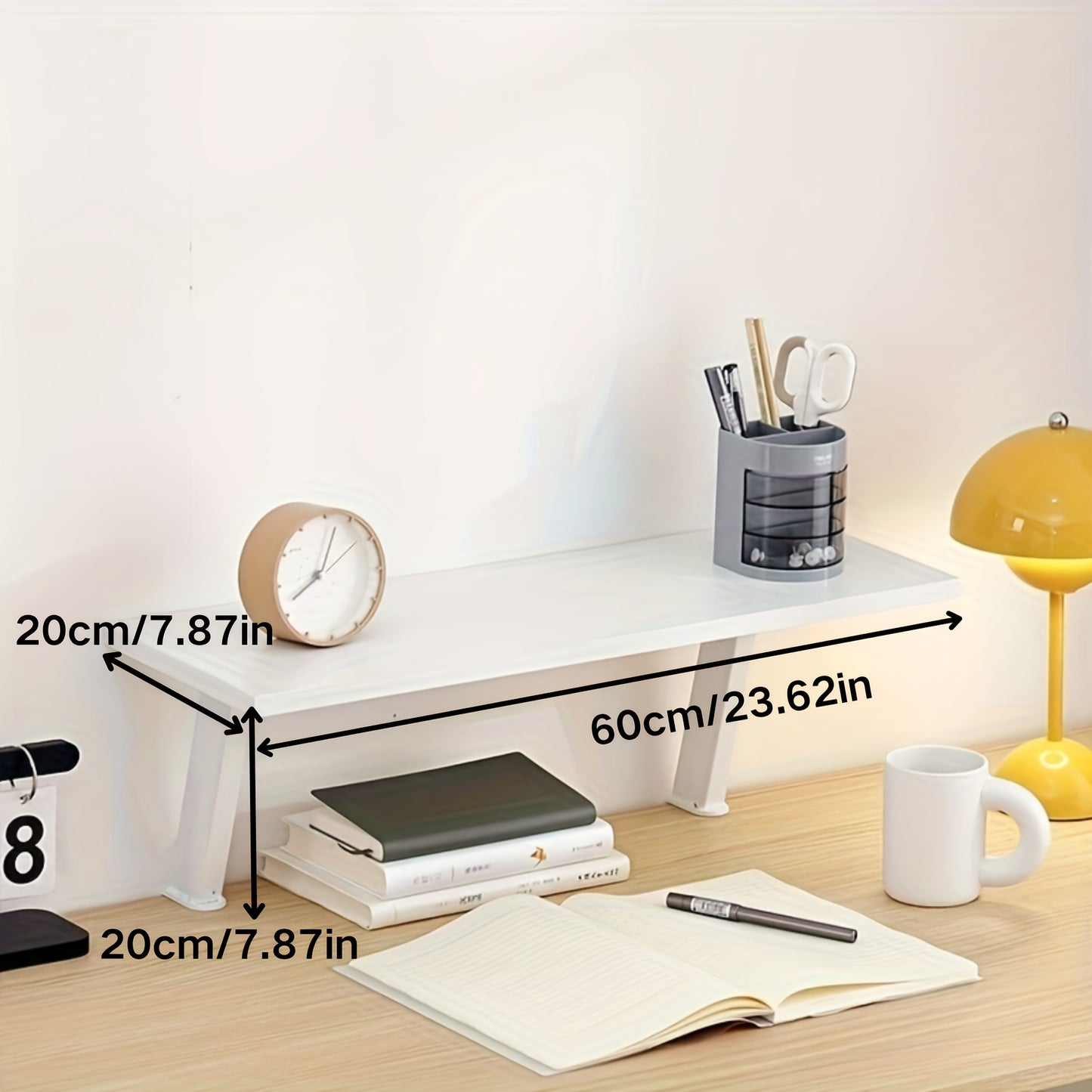 Floating Desk Shelf No Drill Mount Multilevel Organizer