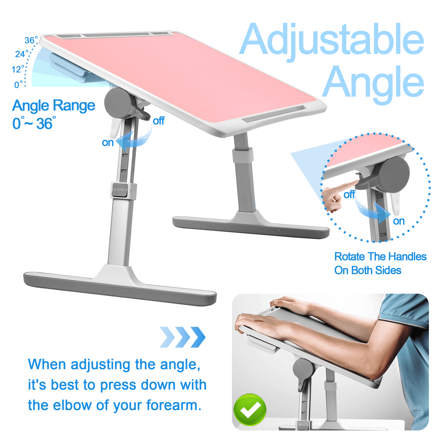 FWPP Adjustable Laptop Lap Desk Stand For Bed USB Light