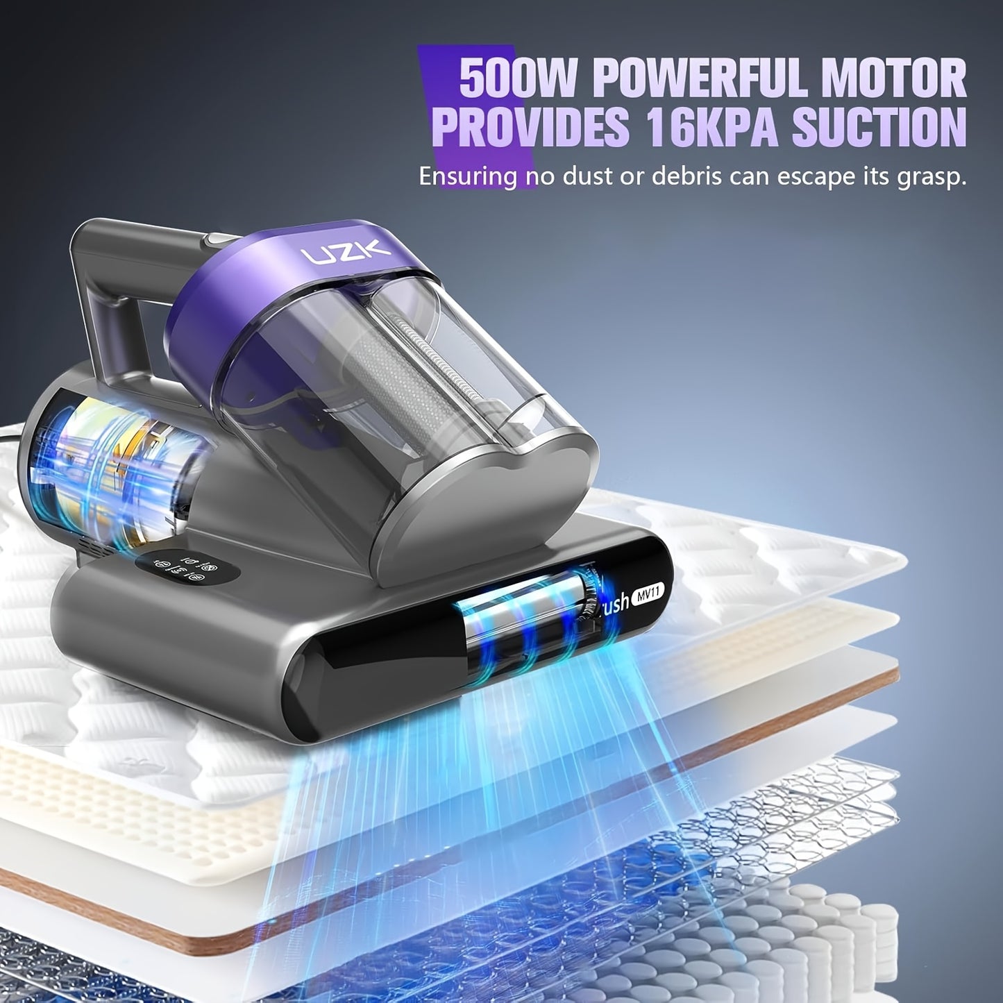 Powerful Handheld Mattress Vacuum Cleaner with UV-C Technology