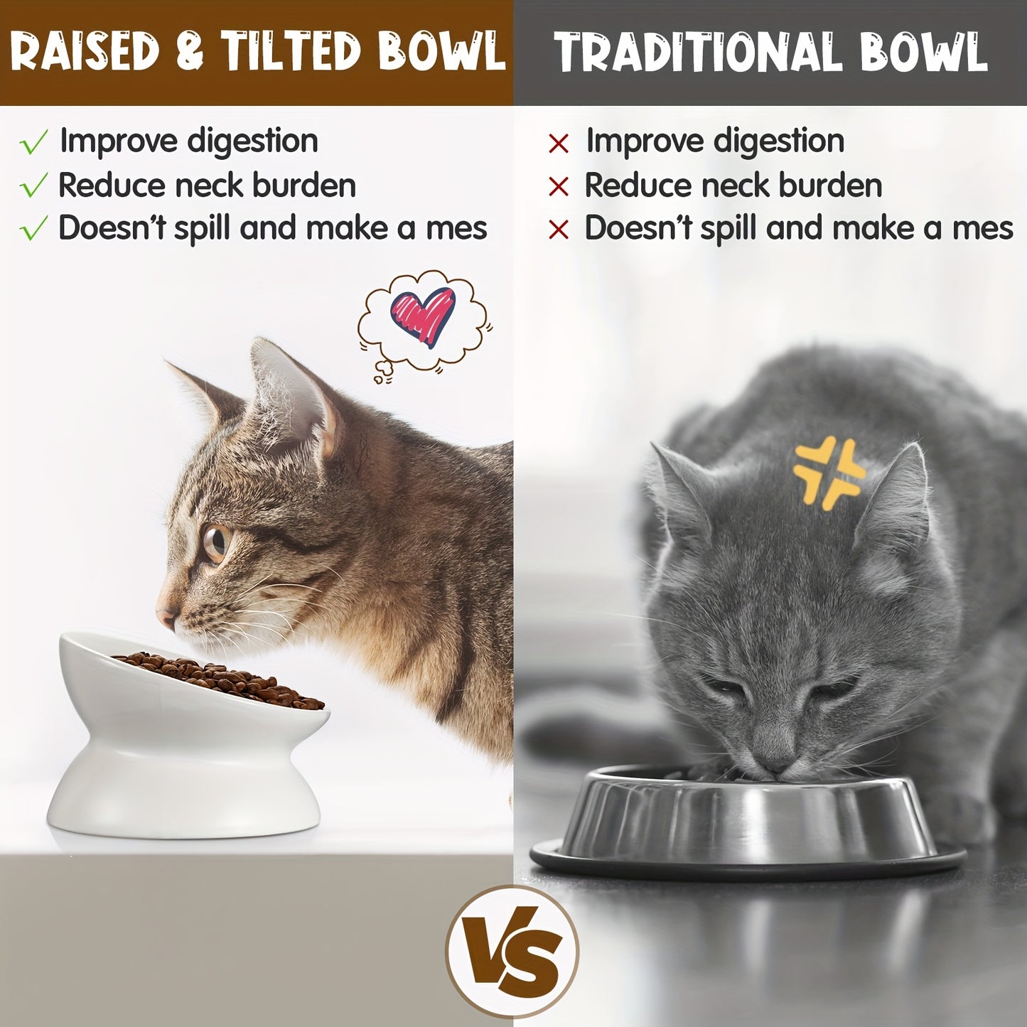 Ceramic Elevated Cat Bowls Tilted Backflow Dishwasher Safe