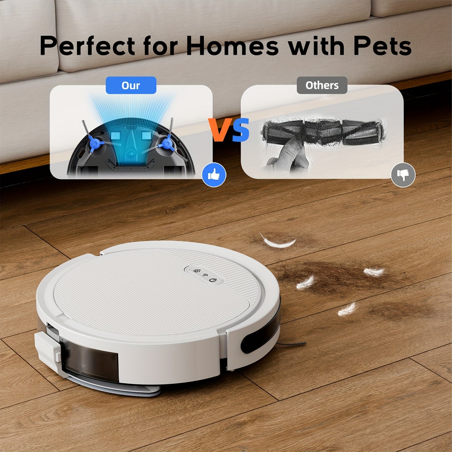 Robotic Vacuum With Mop Combo 5000Pa Suction Smart App
