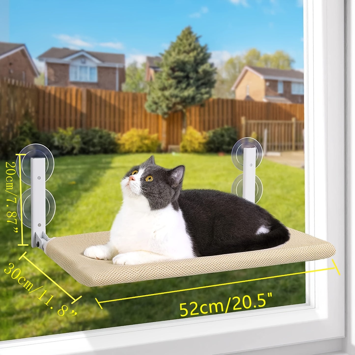 Foldable Cat Window Perch With Iron Frame And Suction Cups