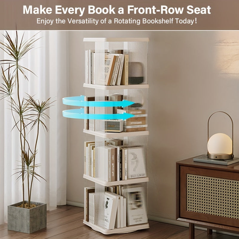 Rotating Corner Bookshelf 4 Tier Floor Standing Organizer