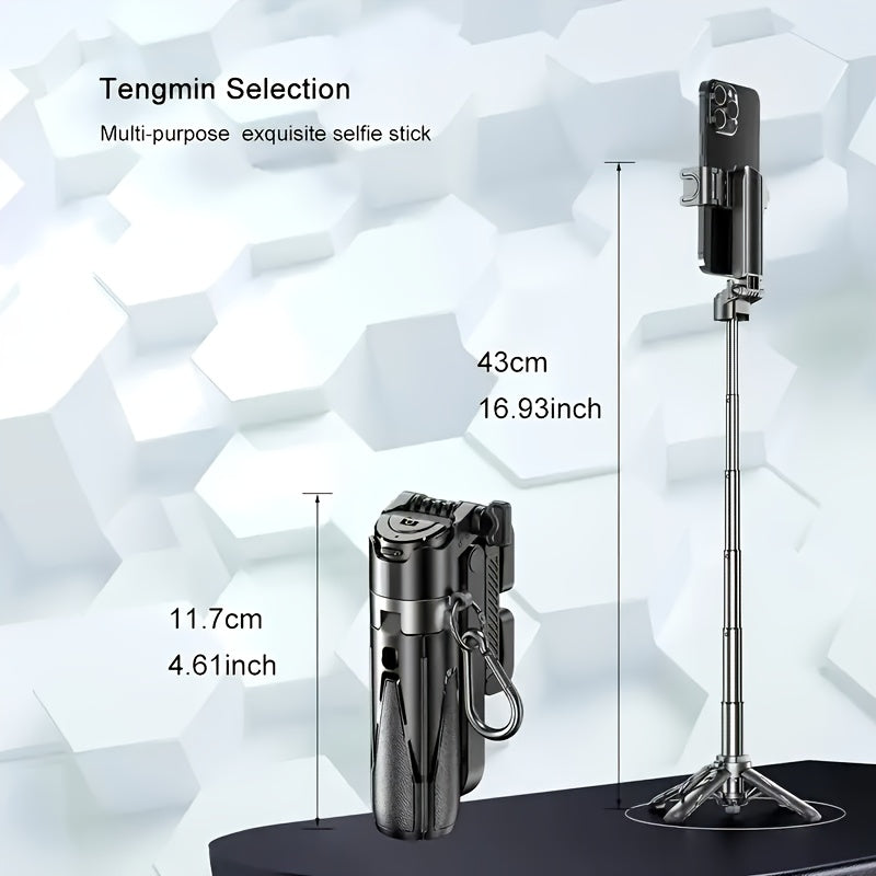 Extendable Selfie Stick With Wireless Remote Quadpod Tripod