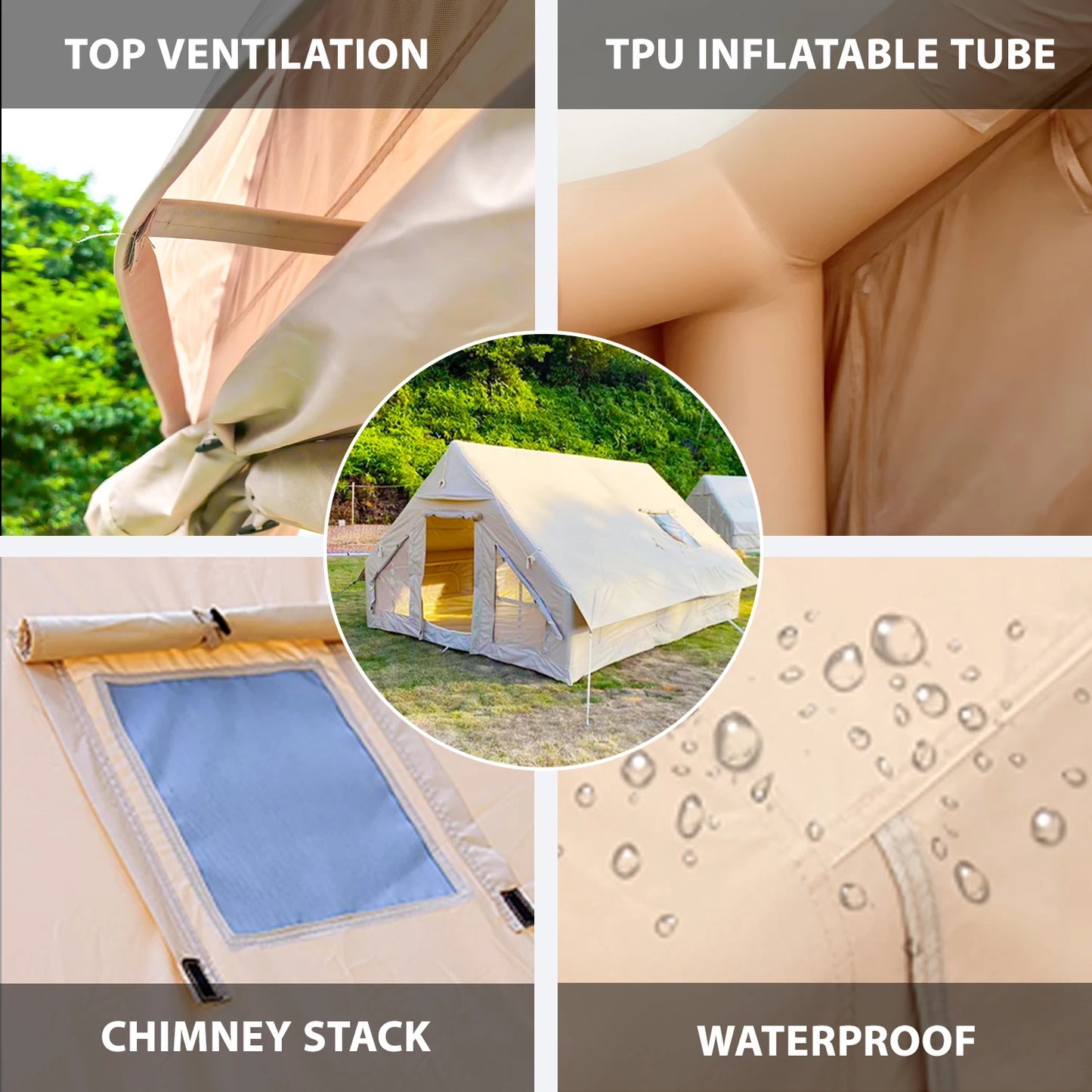 Building Inflatable Camping Tent Easy Setup With Hand Pump