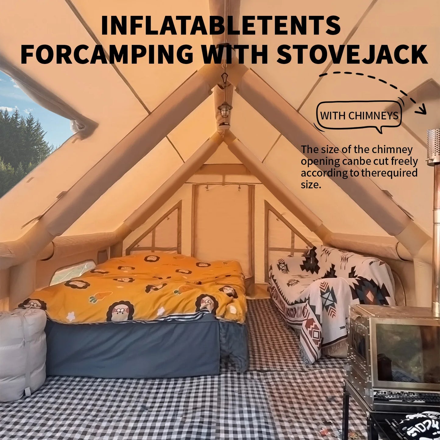 Building Inflatable Camping Tent Easy Setup With Hand Pump