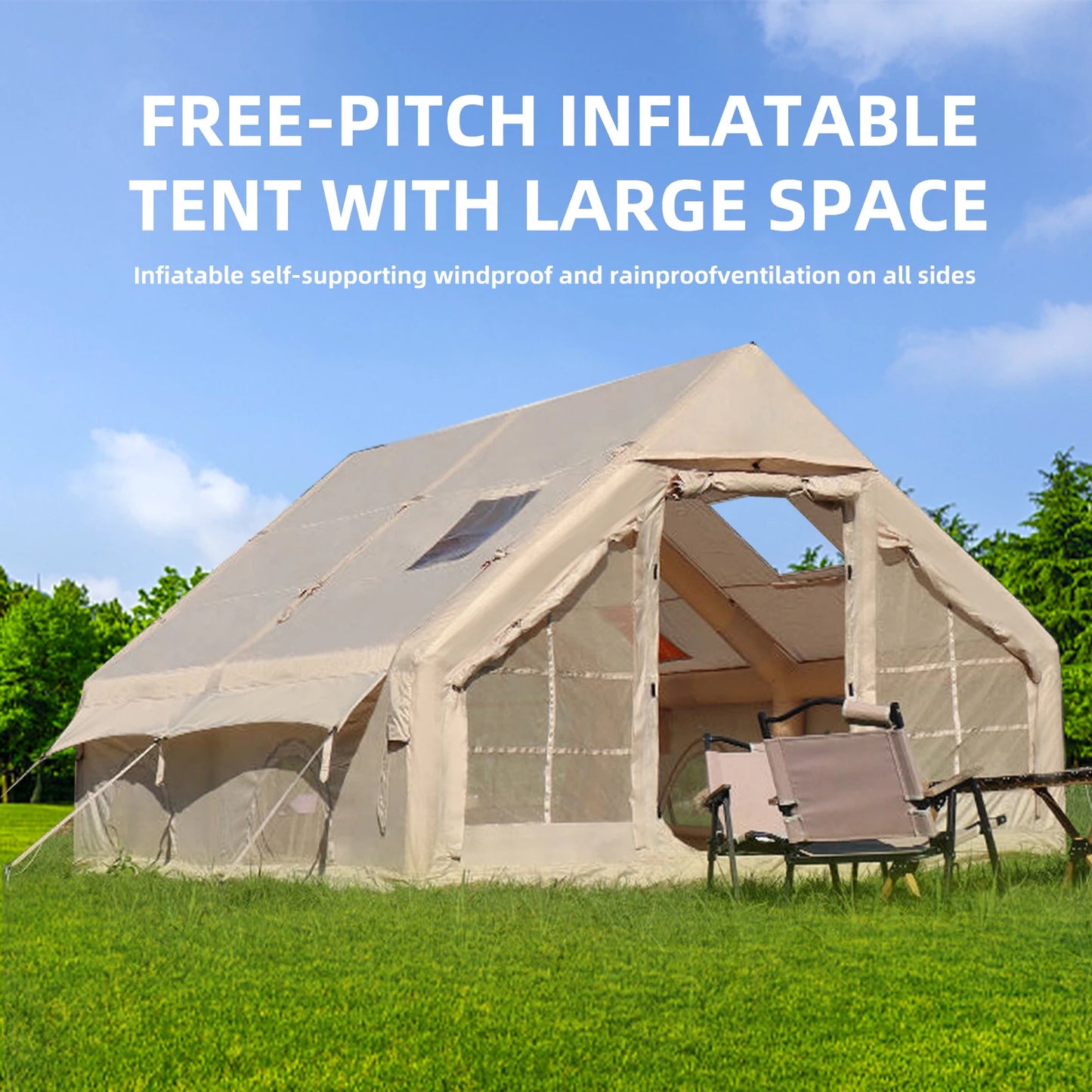 Building Inflatable Camping Tent Easy Setup With Hand Pump