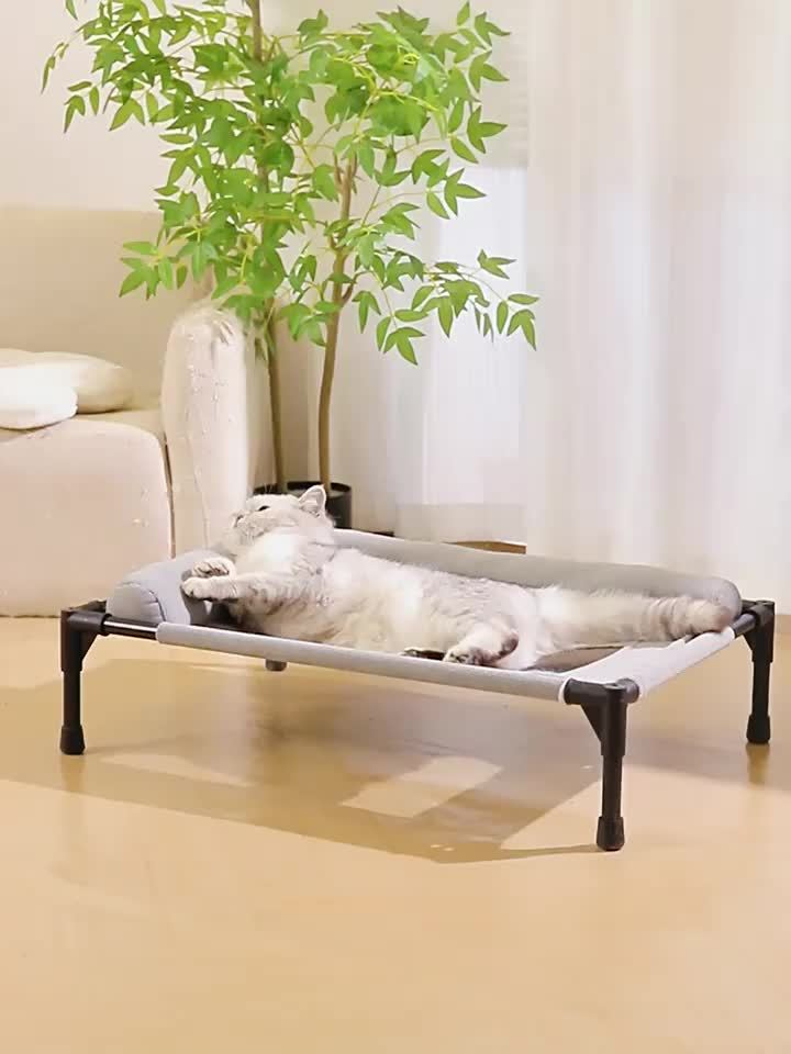 Breathable Elevated Pet Bed With Plaid Design For Dogs