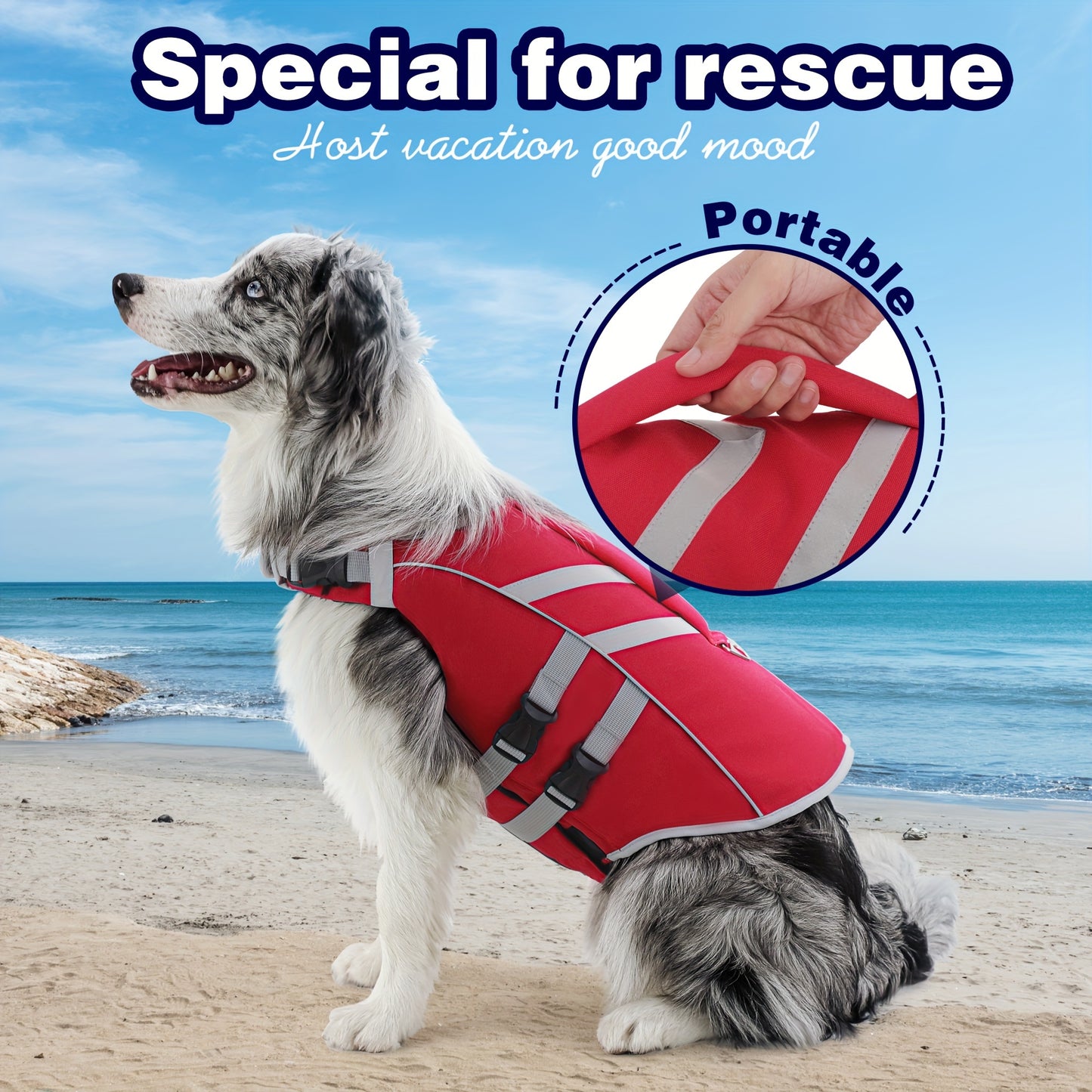 Paiaite Reflective Dog Life Jacket With Handle D Ring