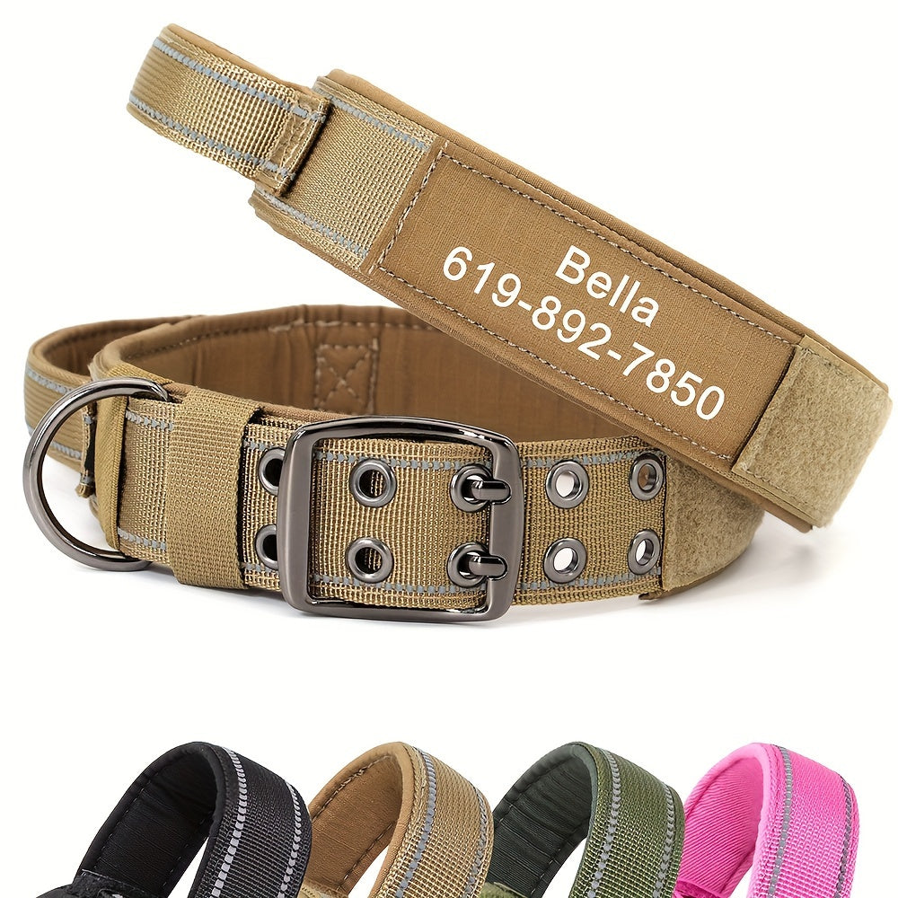 Customizable Nylon Dog Collar Engraved Name Metal Buckle