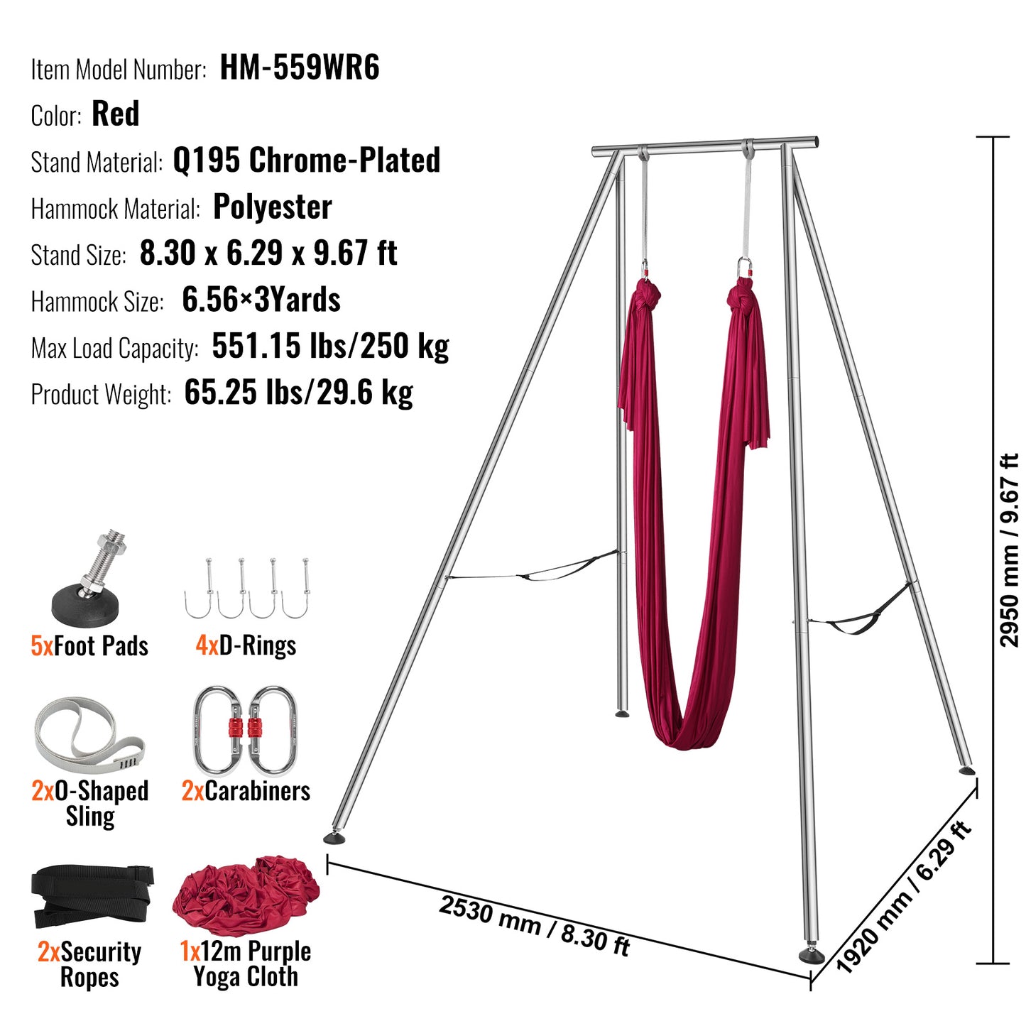 VEVOR Aerial Yoga Frame with Professional Yoga Hammock