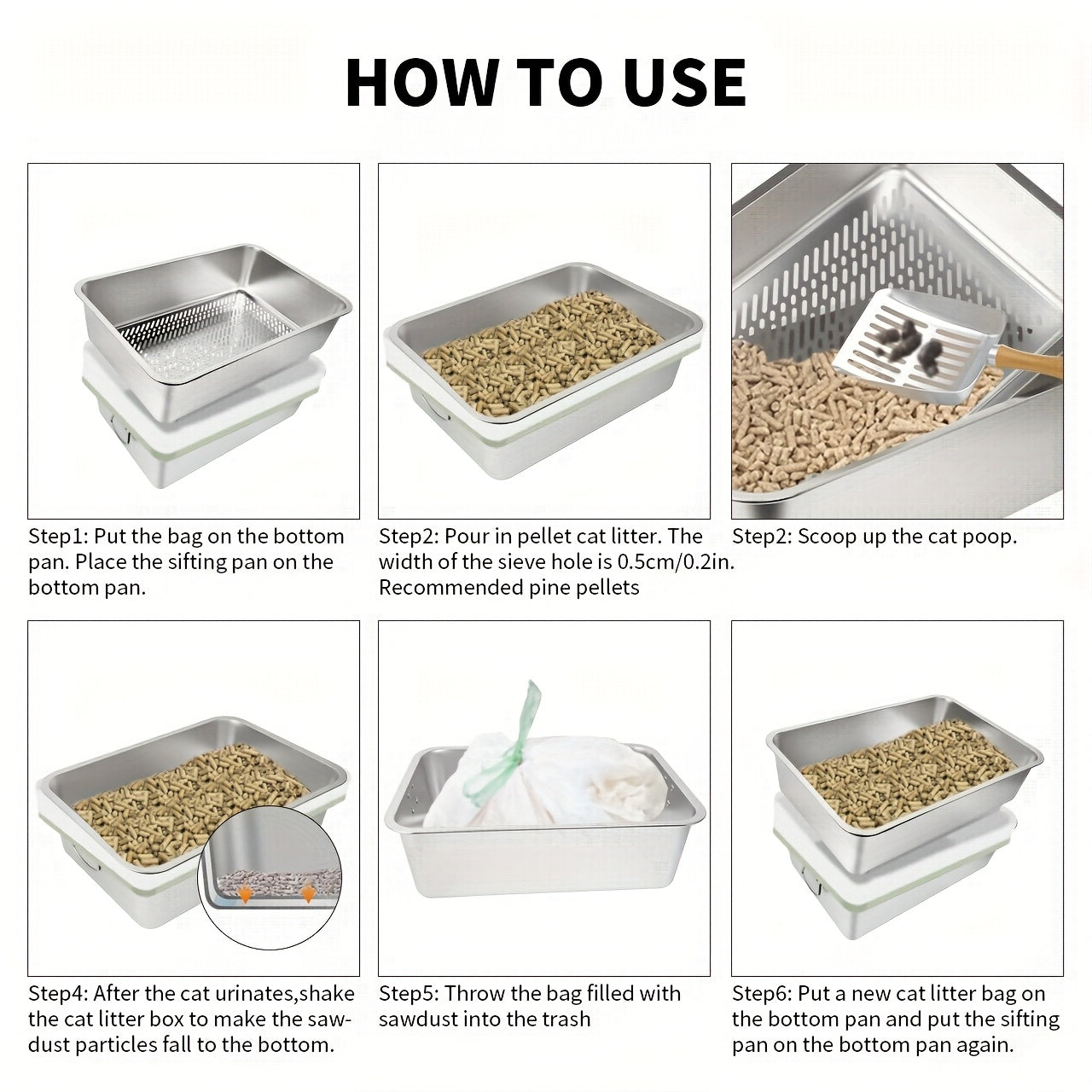 Stainless Steel Sifting Litter Box For Cats Easy Clean