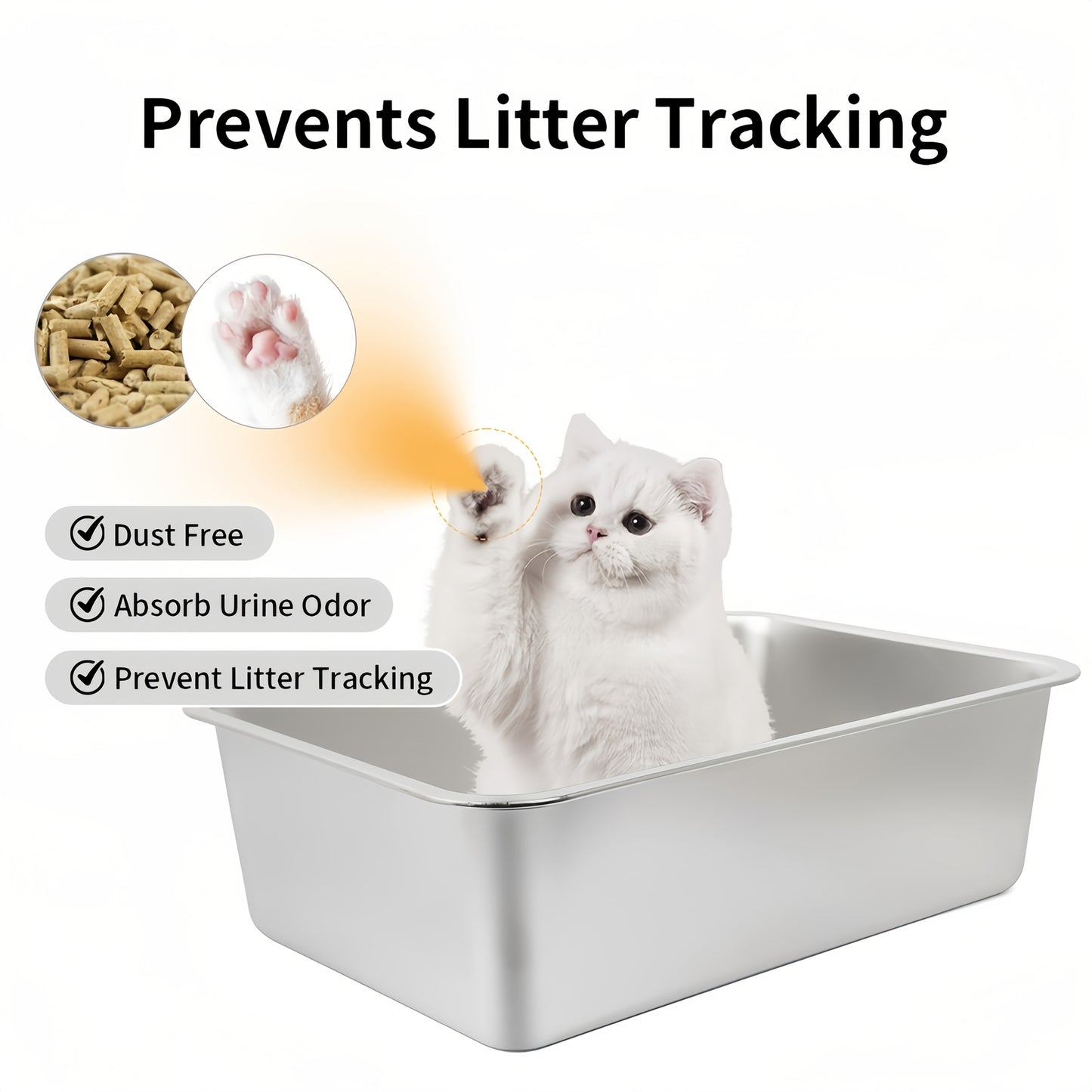 Stainless Steel Sifting Litter Box For Cats Easy Clean